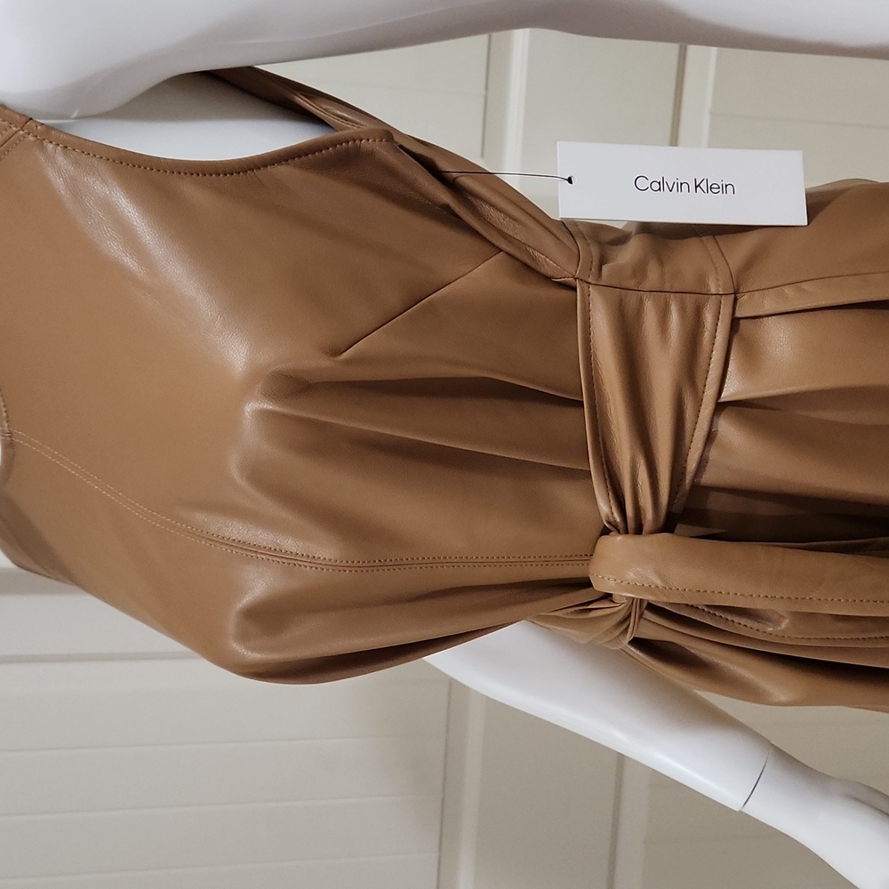 HOST PICK😍 Calvin klein faux leather dress NWT (Necklace NOT included). - Picture 9 of 10